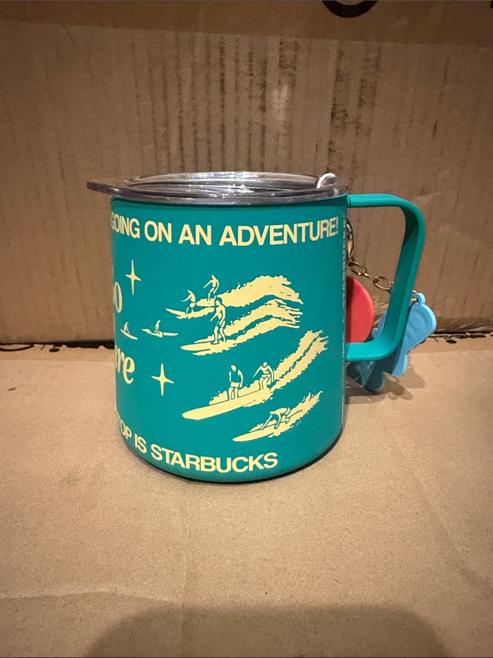Starbucks Teal and Yellow Adventure Camp Mug with Handle